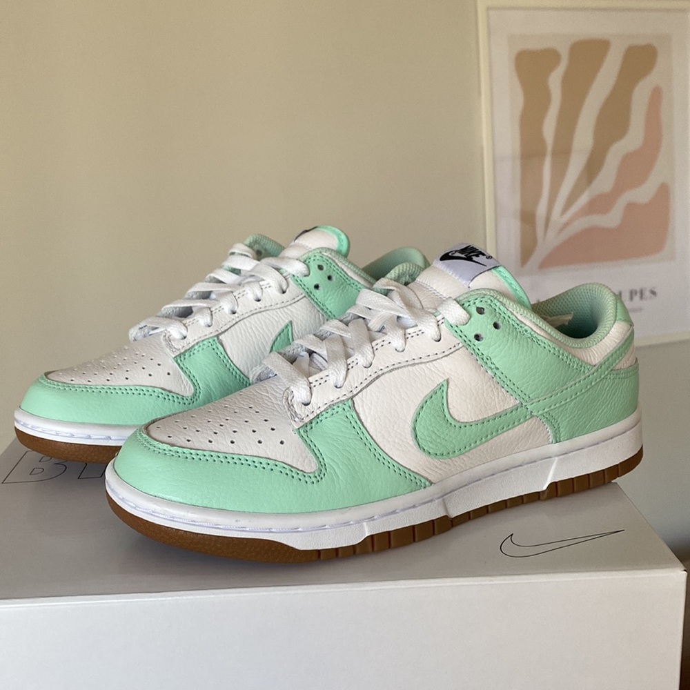 Nike low dunks turquoise and white